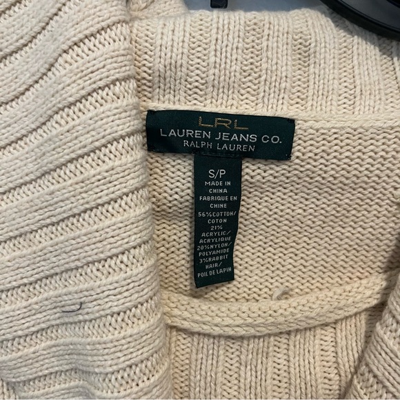 NWT LRL Lauren Ralph Lauren Southwestern Cowl Neck Sweater Cream Size Small - Picture 4 of 5